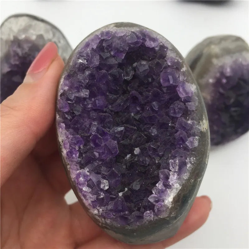 Wholesale Amethyst Crystal Cluster Geode Purple Quartz Stand Stone for Feng Shui
