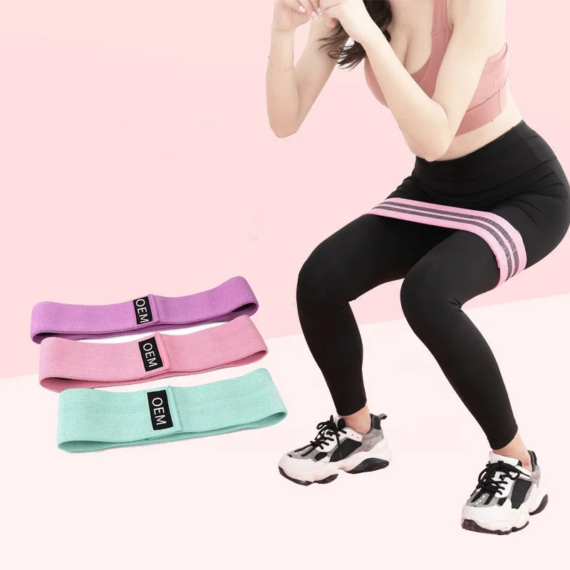 Mini Bands Exercise Custom Green Pink and Purple Bungee Fabric Resistance Bands Loop Exercise Bands