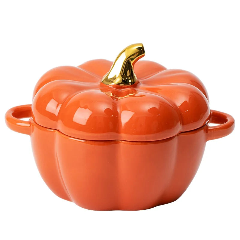 Household Kitchen Children's Soup Salad Bowl Steamed Pumpkin Bowl with Lid