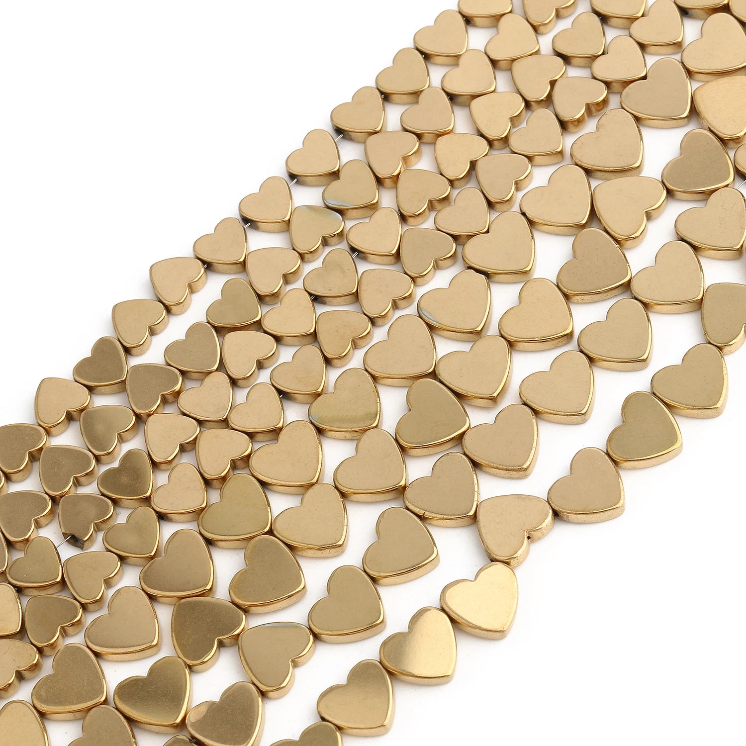 Natural 6/8MM Heart Shape Hematite Stone Beads Real Gold Plating for DIY Jewelry Bracelet Accessories Unique Elegant Design