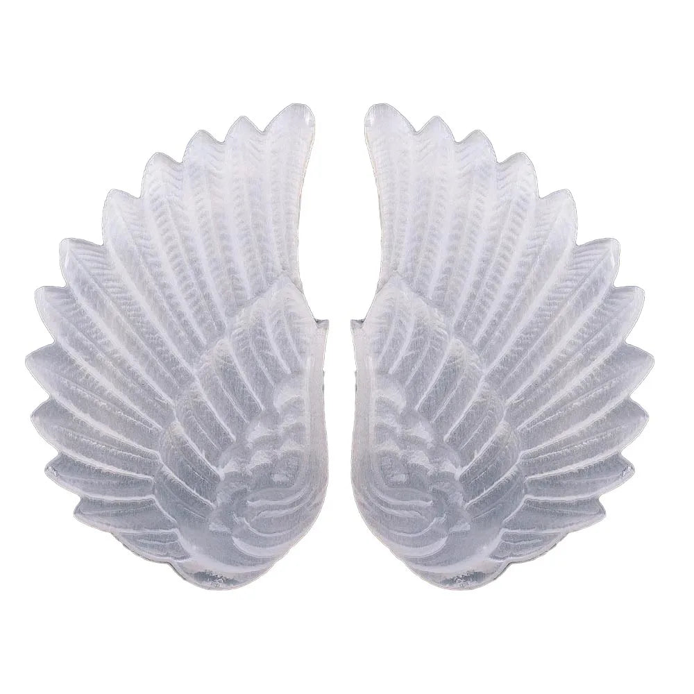 Wholesale Natural Healing Crystal Carving Large Feather White Selenite Angel wings