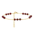 RINNTIN SA46 Pure 925 Sterling Silver Beaded Garnet Anklet Anklets for Women Summer Beach Foot Chain Jewelry Gifts