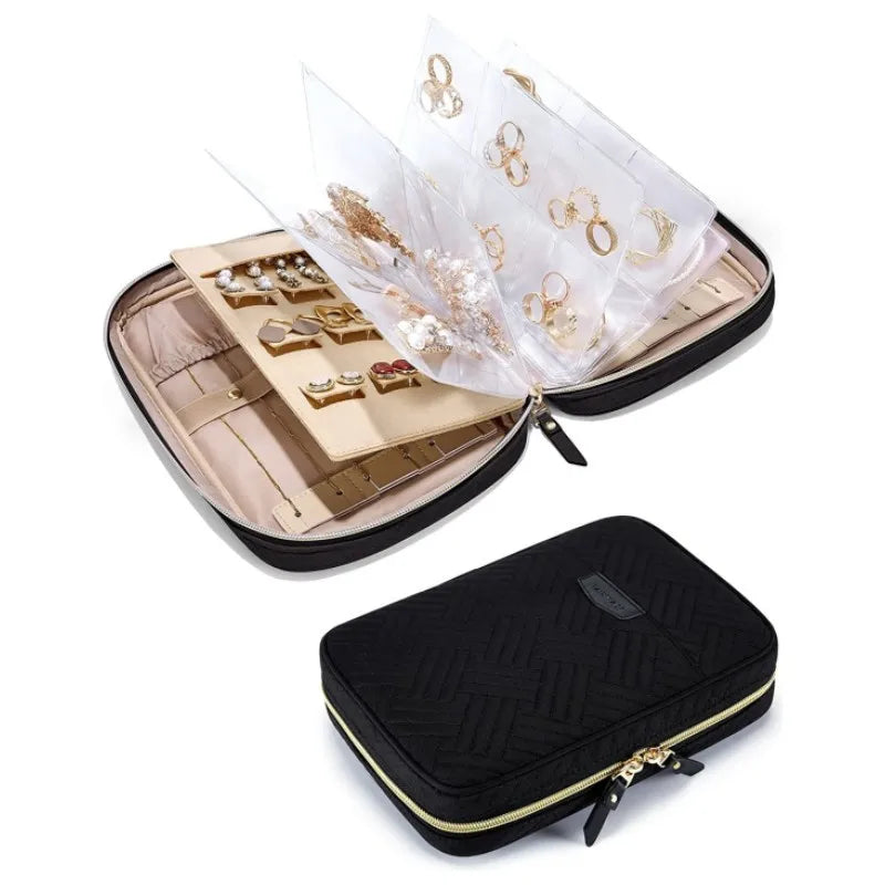 Jewelry Travel Organizer Case Transparent Jewelry Storage Book Ring Binder Jewelry Bags Clear Booklet Zipper Pouch Bag