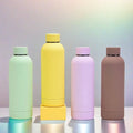Custom Logo 500ml Double Wall Stainless Steel Water Bottle Sports Drink Tumbler Small Mouth Soft Rubber Coating Vacuum Tumbler