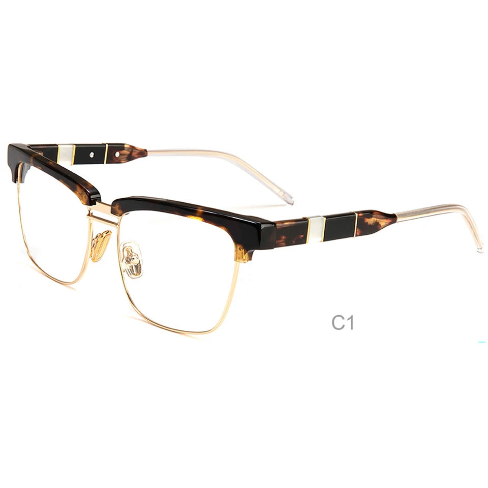 Acetate Classic Round Frames High-quality Optical Eyeglasses Brown Line Textured Spectacles