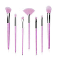 Custom Logo Foundation Concealer Eye Shadow Liner Blending Brush Makeup Brush Set Diamond Bling Handle Pink 7pcs Synthetic Hair