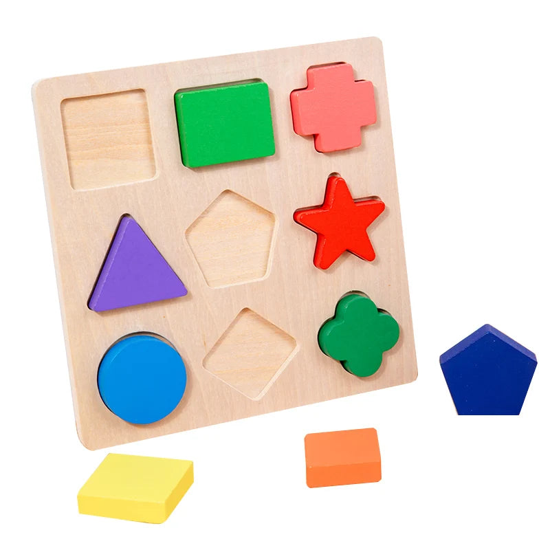 Starting Point Children Wooden Educational Learning Block Toys Shape & Color Cognition 3D Puzzle Board for Kids Ages 0-6 Unisex