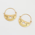 Classic Women's Stainless Steel Hoop Earrings Waterproof Gold Plated Ethic Totem Pattern Geometric Jewelry
