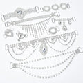 Crystal Rhinestone Tassel Connector Chain Silver Plated Metal Circle Buckle for Bikini Swimsuit Dress Shoulder Strap Accessories