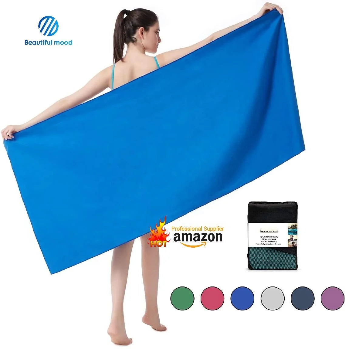 Ultra Compact Quick Drying Microfiber Beach Towel Super Absorbent Sand Free for Sports Camping Cotton Woven Pattern for Adults