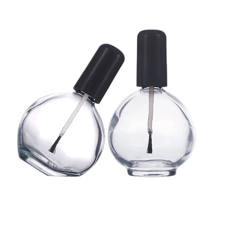 75ml Spherical Transparent Glass Nail Oil Bottle Empty Cosmetics Manicure Bottle With Hair Brush