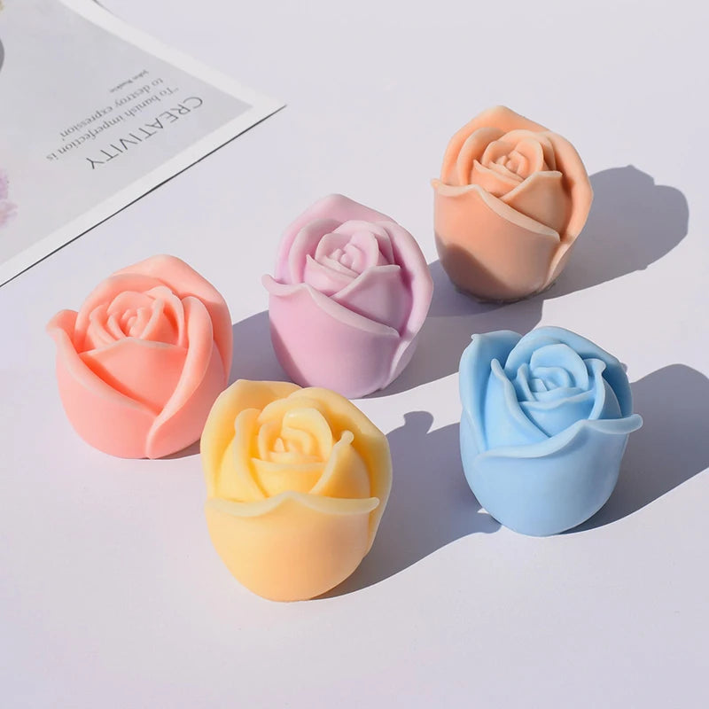 Factory Sales Homemade Aromatherapy Candle Flower Mold Candle Making 3d Silicone Rose Candle Silicone Mold