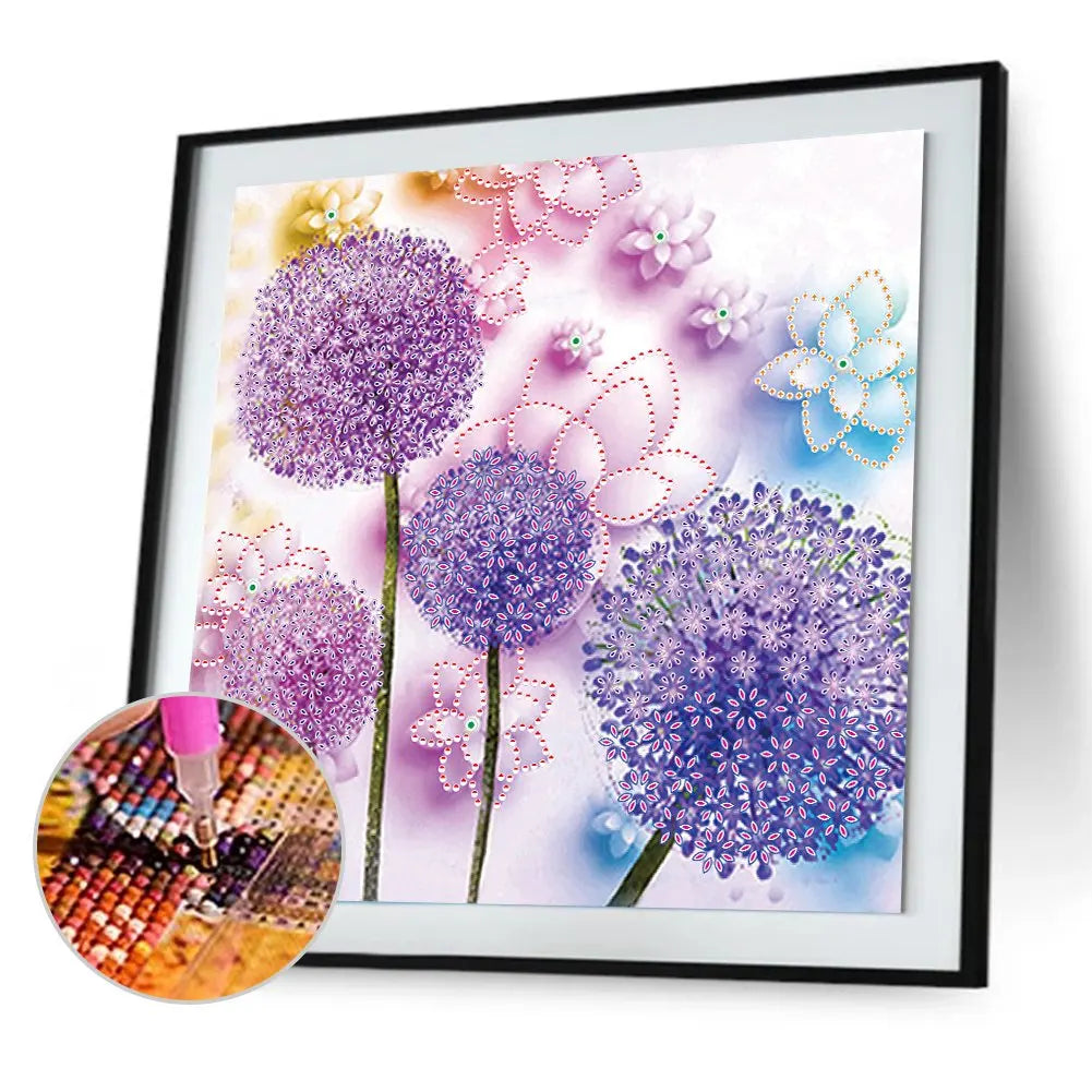 LS 5D DIY Printed Diamond Painting Special Shaped Flower Dandelion Canvas Home Decor Diamond Painting