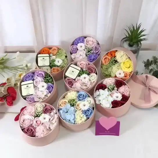 New Design Artificial Soap Flowers Immortalized Mini Rose Bouquet Simulation for Wall Decor Christmas or Valentine's Day Gift