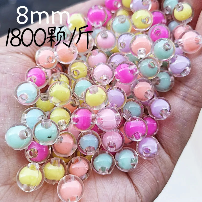 8mm 10mm 12mm Acrylic Transparent Bead in Bead Coloful Plastic Loose Beads for Jewelry Making