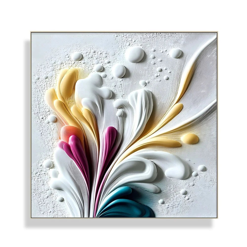 Customization Hotel Artwork Large Flower Texture Wall Painting Abstract 3D Heavy Art