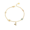New Wholesale Women's S925 Silver Gold Plated Charm Bracelets with Daisy Bee Flower Design for Summer