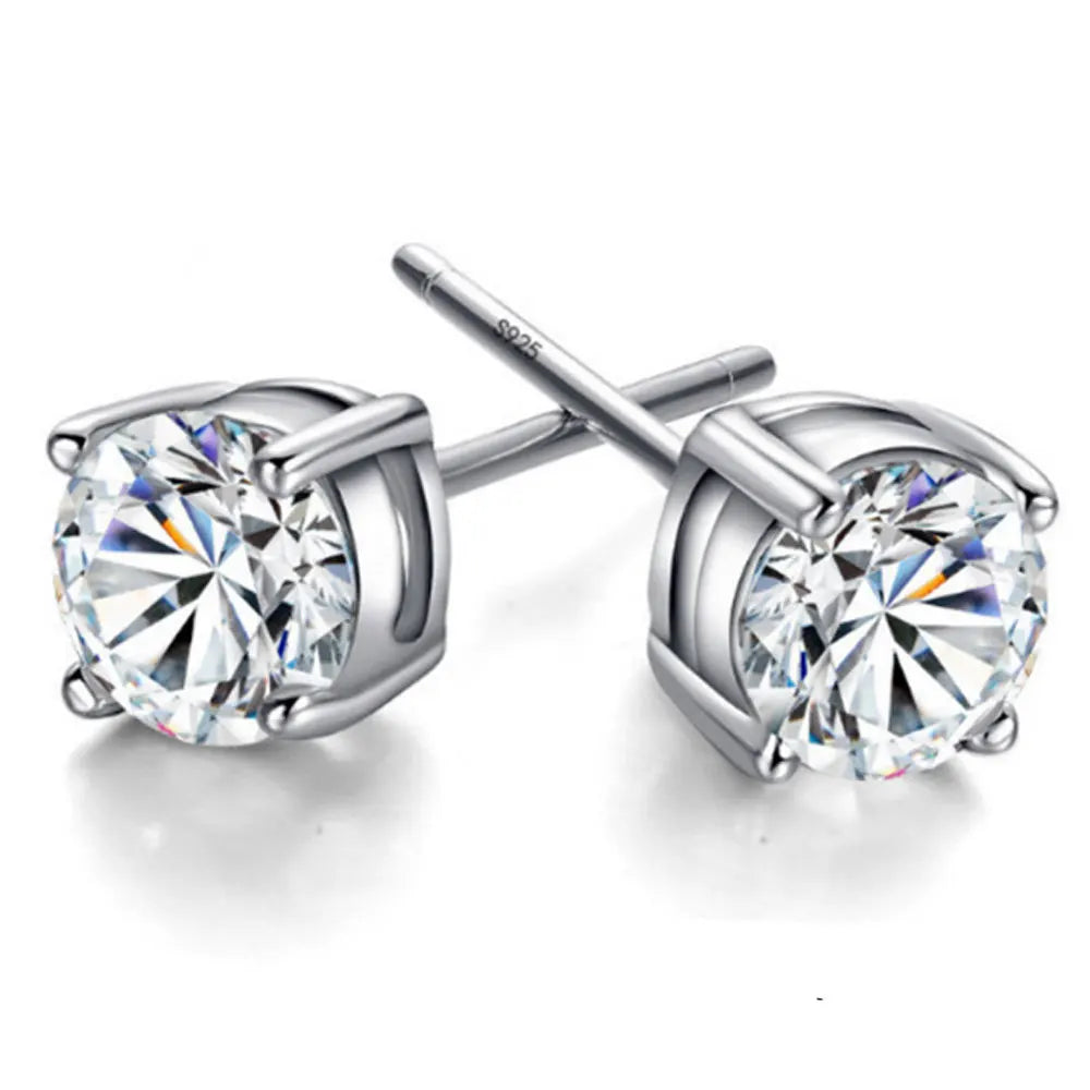 White Brass with White Gold Plated Imitate Moissanite Cubic Zirconia Stud Modern Earrings
