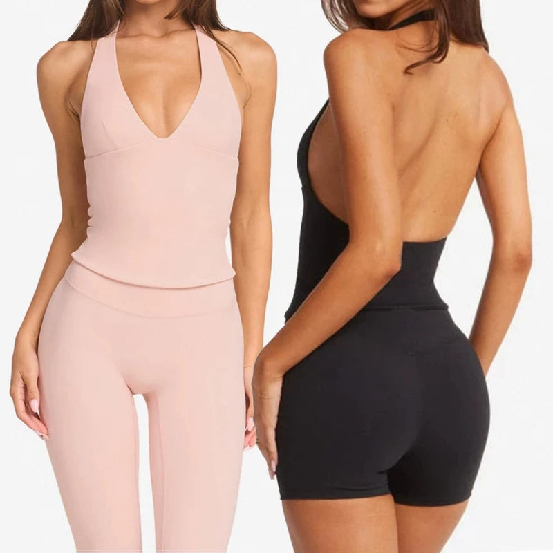 Hot Sale Beauty Backless Quick Dry Workout Outfits Women 3 Piece Sports Suits Lightweight Fitness Yoga Set
