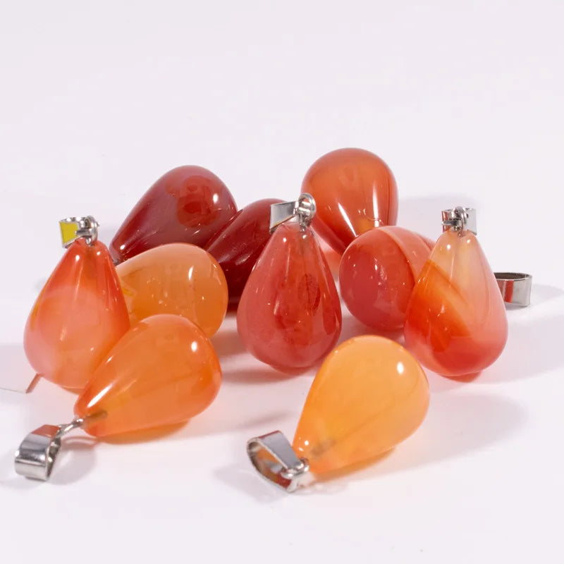 Huiying Wholesale Carnelian 18mm Water Drop Shape Necklace Stone Charms Pendant for Jewelry Making jewelry