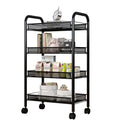 Rolling Cart Wheels Detachable Basket Kitchen Storage Shelf Multifunction Steel Eco-Friendly Foldable Household Three-Layer