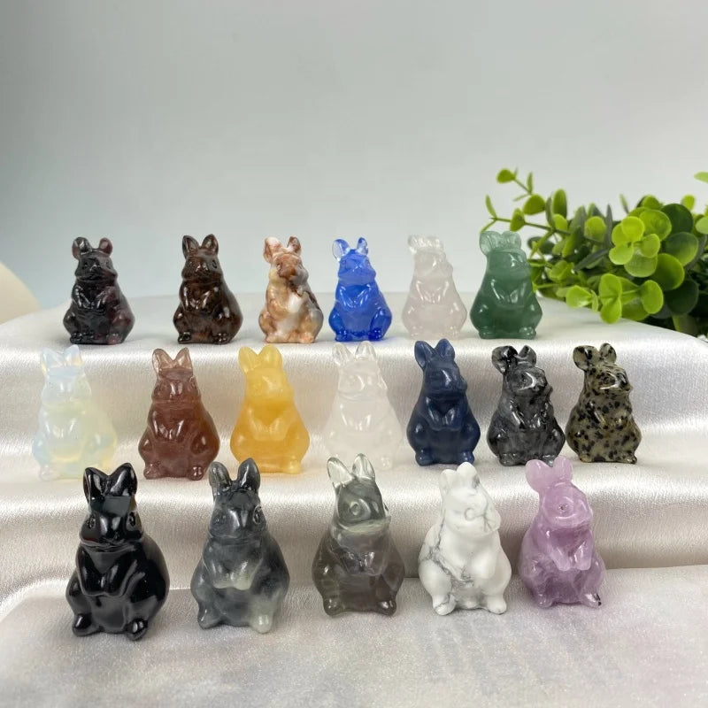 Wholesale Natural Quartz Carving Small Size Cute Crystal Gemstones Rabbits Crystal Healing Stones Craft