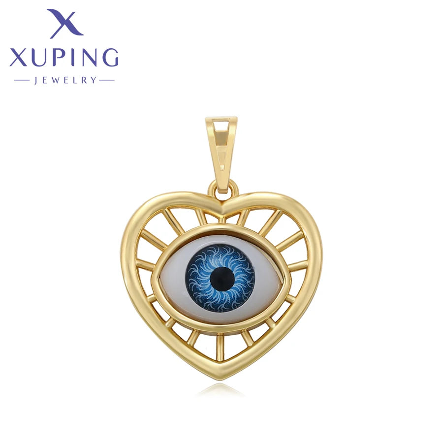 X000693991XuPing Jewelry Fashion Elegant Simple Pendant Environmental Copper 14K Gold Color Eye-shape Neutral Pendant