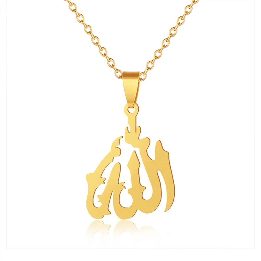 Islamic Pendant Necklace Bismillah Allah Bismillah Stainless Steel Chain Necklace Islam Musulman Declaration Necklace Jewelry