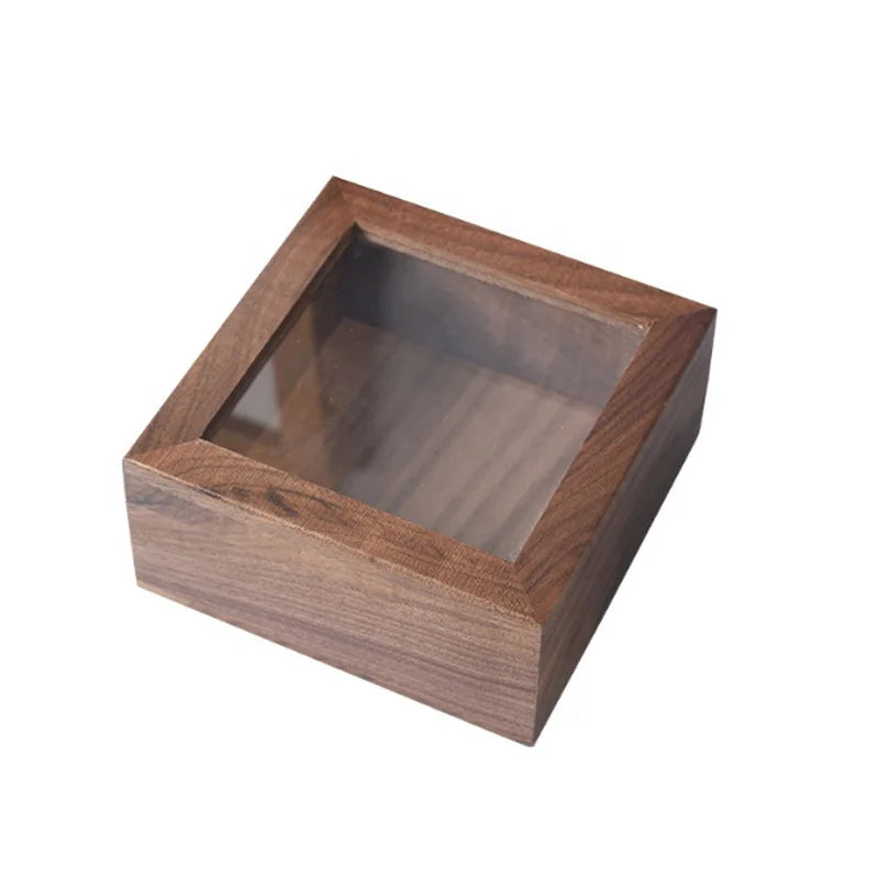 Walnut Wood Jewelry Display Box Glass Top Wood Jewelry Organizer Bracelet Display Box