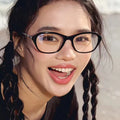 DL Women's Vintage Oval Full Rim PC Frame Lightweight Eyeglass Frame with Clear Lenses Metal Arms for All Face Shapes