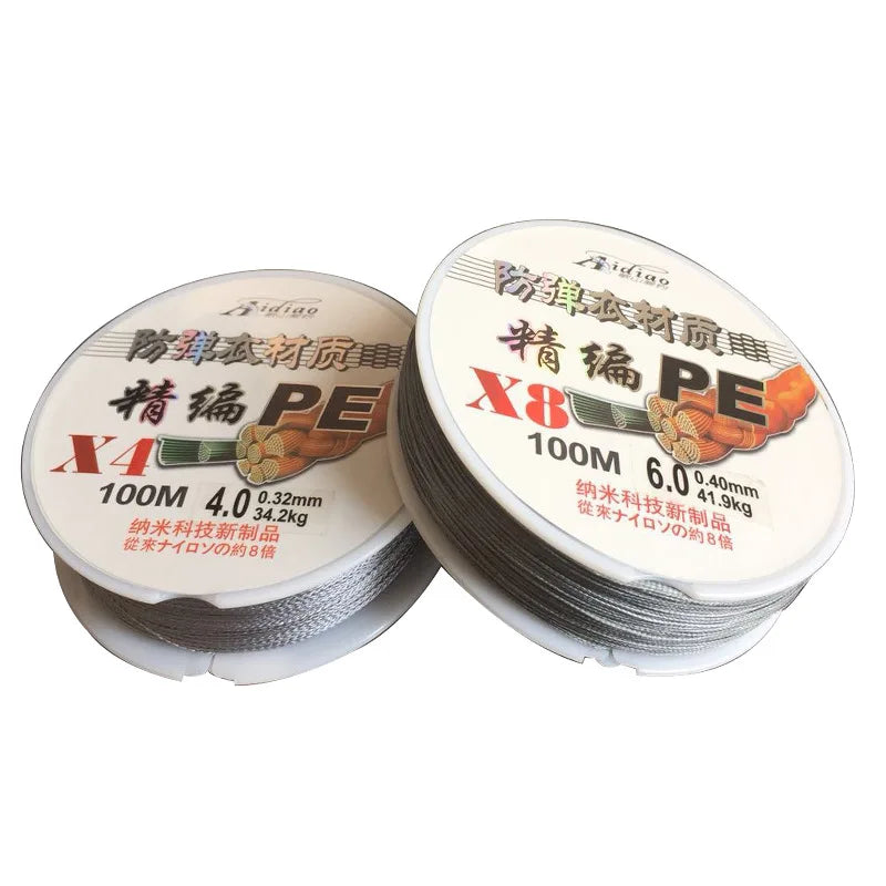 100m Colorful 10m One Color Fishing Line X4 X8 Sub Anti Bite PE Fishing Line Monofilament Braided Rope Fishing Line