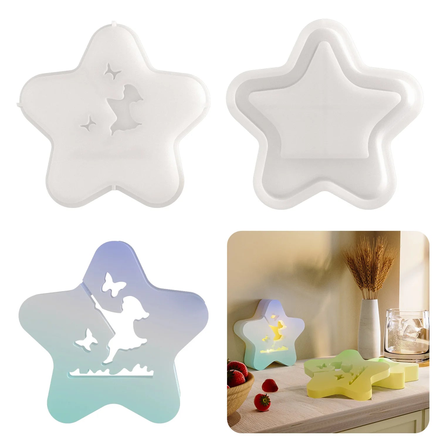 Diy Drip Glue Mold Luminescent Hollow Star Storage Box Silicone Mold Atmosphere Lamp Decoration