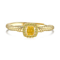 Dylam Minimalist Design Tiny Sterling Silver 18K Gold Plated Twisted Open Adjustable Eternity Band Yellow 5A Zirconia Rings