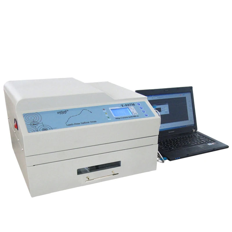 Hot Sell Infrared and Hot Air Desktop SMT Reflow Oven Lead Free Reflow Oven T937M Online Operation Reflow Oven