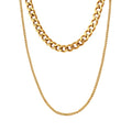 Unique Style Double Layer Thick and Thin Chain Personalized Stacked Stainless Steel Necklace 18k Gold Filled