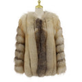 QC23012 New Arrival Golden Island Fox Fur Trimmed Breathable Casual Coat