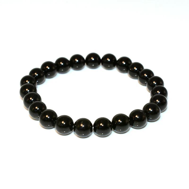 Factory Wholesale Natural Stone Beads 6/8/10mm Black Spinel Round Shape Daily Use Bracelet With Diamond Main Stone