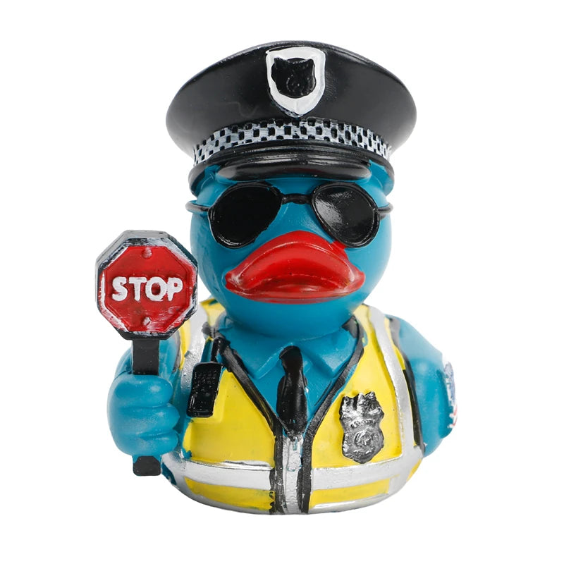 Creative New Gift Resin Police Duck Collectible Figures with Pyramid Fairy Design Customized Color for Desktop Decoration