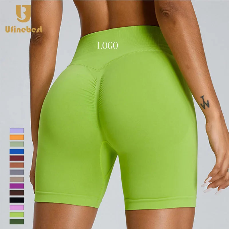 New Ropa Deportiva Nylon Spandex Yoga Gym Booty Seamless Fitness Leggings Scrunch Butt Gym Women Biker Shorts