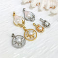 Crystal Chips Delicate Fashion Natural Freshwater Pearl Pendant Mount Diy 18k Gold Plated Pea Shape Pendant Sun with Pearl Charm