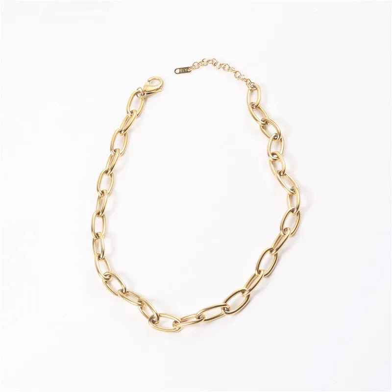 Punk Girl Jewelry Stainless Steel Heavy Huge Large Link Chain Necklace for Women
