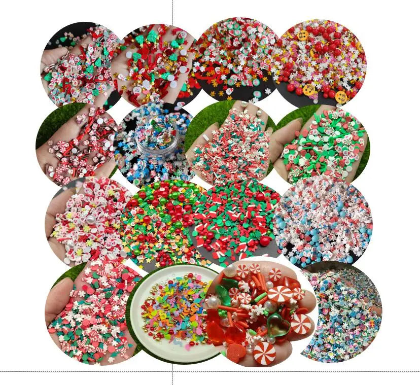 Popular Christmas Theme Polymer Clay Slice Candy Cane Snowflake Balloon Snowman Hot Soft Clay Sprinkles for Holiday Party Decor