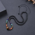 Wholesale 6mm Natural 7 Chakra Bead Crystal Agate Lava Stone Woven Knotted Necklace Fashion Yoga Meditation Jewelry for Women