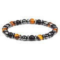 Natural Tiger Eye Stone Bracelet Elastic with Black Hematite Beaded Bracelet for Men Classic Design Birthday Gift