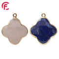 Natural Crystal Stone Clover Pendant Rose Quartz Tiger Eye Amethyst Lucky Four Leaf Clover Necklace Gemstone Jewelry