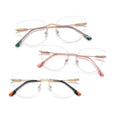 2025 Qsky Fashionable Women Eyewear Vintage Women Luxury Eyeglasses Fashion Anti Blue Light Rimless Cat Eye Reading Glasses