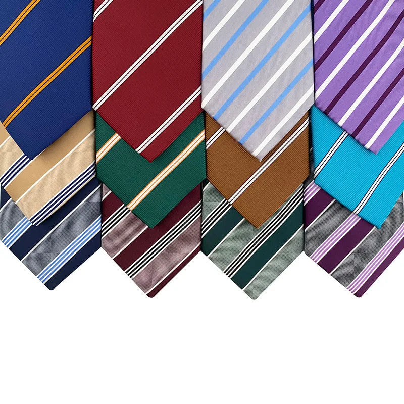 Wholesale Men's Tie 8cm Stripe Wedding Ties Men Shengzhou Custom Made Silk Ties Striped Necktie for Men