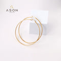 Ason Jewelry Fashion Wholesale Stainless Steel Big Hollow Earrings Women Simple and Popular Hoop Earrings with 18K Gold Plated