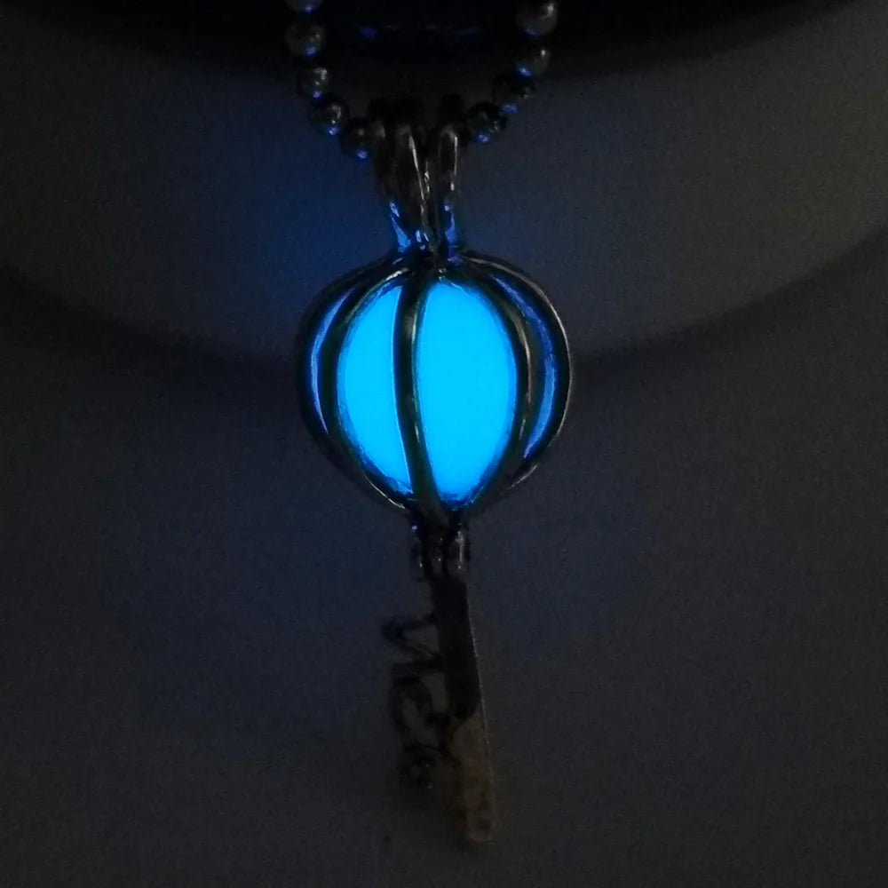 3 Colours Luminous Key Locket Necklace Glow Necklace for Women Men