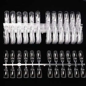 Transparent Nail Tips Seamless Clear Artificial False Press on Full Cover Practice Acrylic Nail Tips Polish Display Color Chart